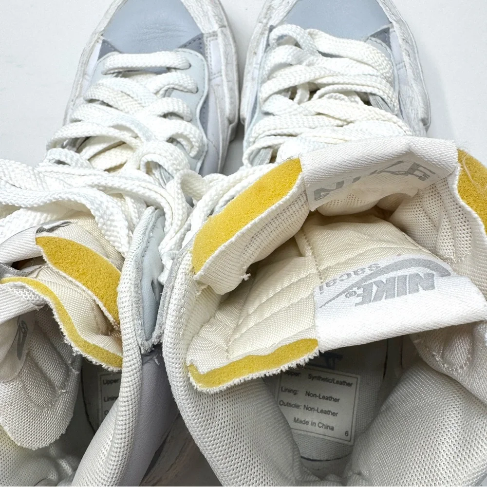 Nike sacai x Blazer Mid White Grey Tennis Shoe Sneakers - Picture 12 of 14